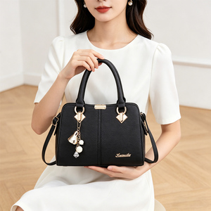 Stylish PU Leather Ladies Shoulder <b>Bag</b> <b>Charm</b> Pendant Classic Top Handle Tote <b>Bag</b> For Work Shopping Events - Product Image 3