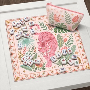 Tropische Tiger Mahjong Matte <span class=keywords><strong>Botanische</strong></span> Wildkatze Tischdecke Skurriles Deko-Dekor - Product Image 2