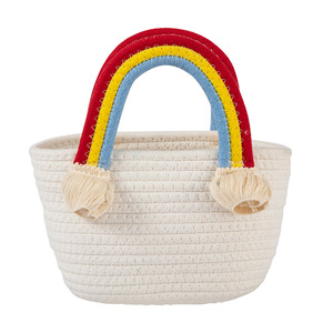 Cute <b>Rainbow</b> Cloud Handbag White And Pink Oval Straw Weaving Beach Vacation <b>Bag</b> Everyday Outfits Spring 2023 - Product Image 5