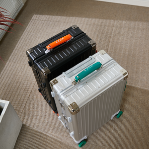 Classic Silver Aluminum Magnesium Alloy <strong>Suitcase</strong> <strong>Hard</strong> <strong>Shell</strong> with Black Accents for Business Trips - Product Image 5