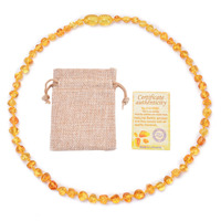 Collar de Ámbar Báltico al por Mayor para Bebés, Pulsera de Ámbar 100% Genuino para Niños, Collares de Cuentas, Longitud Aproximada de 33 cm