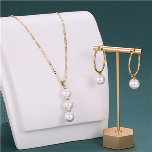 Orecchini a Catena <span class=keywords><strong>in</strong></span> <span class=keywords><strong>Acciaio</strong></span> Inossidabile con Perle, Collana Hawaiana Colorata con Ciondolo 14mm, Vendita all'Ingrosso - Product Image 3