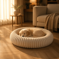 Lit orthopédique pour chien et chat en velours côtelé, avec rebord surélevé, garnissage ultra-doux en peluche, housse amovible et lavable, antidérapant, multicolore, OEM, vente en gros pour animaux de compagnie