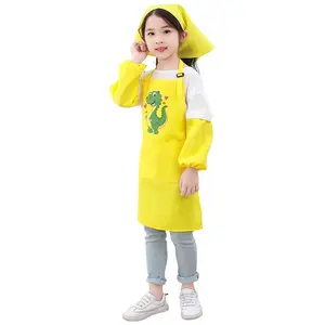 S размер длинный рукав водонепроницаемый детский два кармана для художественной живописи халат школьный фартук