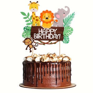1 Pezzo Decorazione per <span class=keywords><strong>Torta</strong></span> di Compleanno con Animali Giraffa Leone Elefante Scimmia per Baby Shower e Feste di Compleanno di Bambini e Bambine - Product Image 2