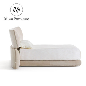 Hiện đại sang trọng nội thất phòng ngủ phòng ngủ giường đôi đặt thoải mái trở lại thêm lớn rắn gỗ vải đầu giường bọc giường - Product Image 5