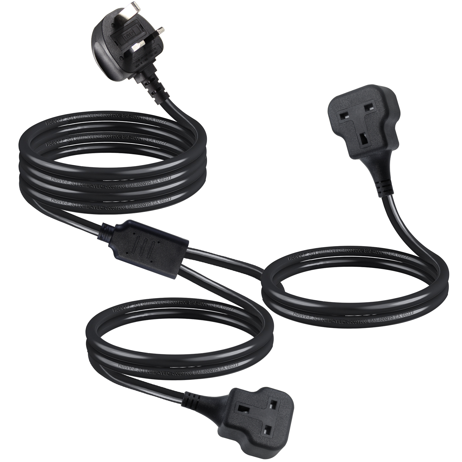 3Pin <strong>Replacement</strong> BS AC <strong>3</strong>-<strong>prong</strong> 2 X UK 3pin Female Sockets to UK 3pin Male <strong>Plug</strong> Extension Power Strip Y Type Splitter Power Cord