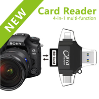 USB para iPhone Android Pad Cámara portátil llavero multifunción 4 en 1 Kit Universal SD TF OTG adaptador de lector de tarjetas de expansión