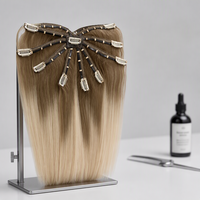 Extensions capillaires ultra-fines sans couture à clipser, 100 % cheveux humains vierges, double épaisseur, invisibles, type pieuvre