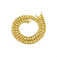 Chaîne de collier cubaine brillante en acier inoxydable plaqué or 14 carats PVD, largeur 8mm 10mm 12mm 14mm 18mm 20mm 22mm, style Hip Hop