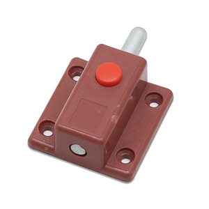 Plastic Automatic <b>Push</b> Button <b>Latch</b> Bolt For Wooden Doors Cabinet Doors Brown Easy Installation Minimalist Design - Product Image 3