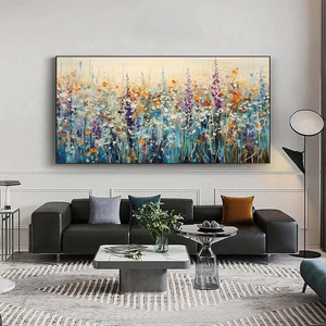 Modern Soft Neutral Large Wild Meadow Textured Impasto Wildflower Meadow Oil Painting House Decoration Interior Framed Wall Art - Product Image 6