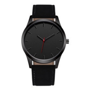 Reloj de cuarzo minimalista para hombre, edición limitada Antique Sport, caja negra mate, correa de cuero color canela, 20 mm, segunda mano roja - Product Image 2