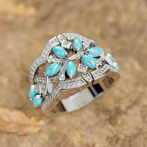 Anello da Donna Vintage Etnico Floreale Coreano Giapponese con Taglio Marquise - Product Image 2