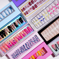 Uñas Postizas de ABS Grueso de Alta Calidad, 10 Piezas, Pre-diseñadas, Cuadradas y Stiletto, con Pegamento
