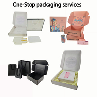 Caja de envío de correo de cartón corrugado rosa y negro de lujo impresa personalizada con logotipo en relieve Embalaje de cartón de alta calidad