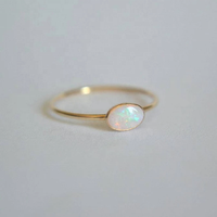 Bague ovale délicate en opale, argent sterling S925 plaqué or 18 carats, bague en opale pour femmes, bijoux pour femmes