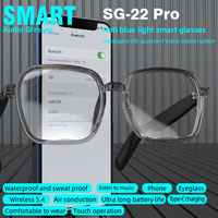 Lunettes Intelligentes Anti-Lumière Bleue WD50-SG22pro avec Fonction Musique, Indicateur Électronique et Microphone pour Musique Bluetooth, Prise en Charge de l'IA