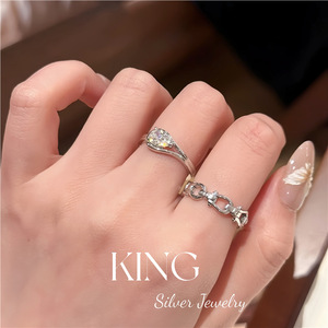Anillo de Plata de Ley con Hebilla de Herradura y Diamante de Imitación en Forma de Lágrima, Joyería King Silver, Unisex, para Uso Diario - Product Image 5
