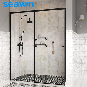 ห้องอาบน้ำดีไซน์ทันสมัย โครงสีดำ <span class=keywords><strong>ประตู</strong></span><span class=keywords><strong>บาน</strong></span><span class=keywords><strong>เลื่อน</strong></span>กระจกนิรภัยหนา 10 มม. - Product Image 1