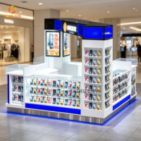 Kiosco de Teléfonos Móviles con Logotipo Personalizado, Stand de Venta con Diseño Moderno, Exhibidor de Accesorios para Celulares, Vitrina de Vidrio con LED
