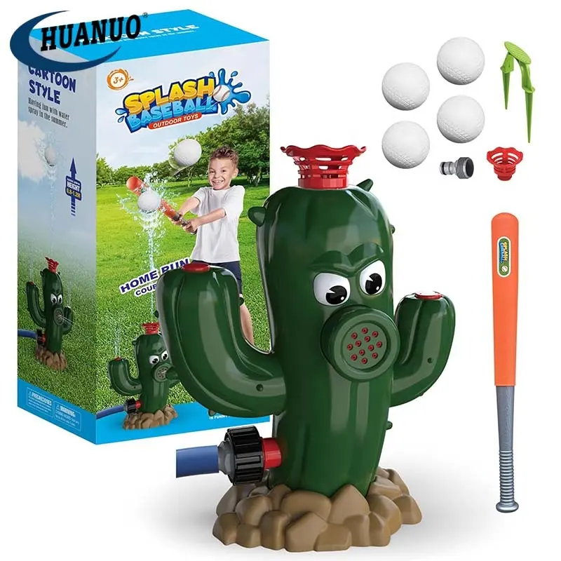 Aspersor de agua de cactus 2 en 1, juguetes para niños, aspersor de agua para exteriores de verano para patio trasero, aspersores de césped para juego de béisbol