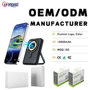 พาวเวอร์แบงค์แม่เหล็กไร้สาย 10000mAh พร้อมขาตั้งโลหะ ดีไซน์บางเฉียบ สำหรับกิจกรรมกลางแจ้ง ขายส่ง ปรับแต่งได้ ที่ยึดโทรศัพท์ ชาร์จเร็ว - Product Image 1
