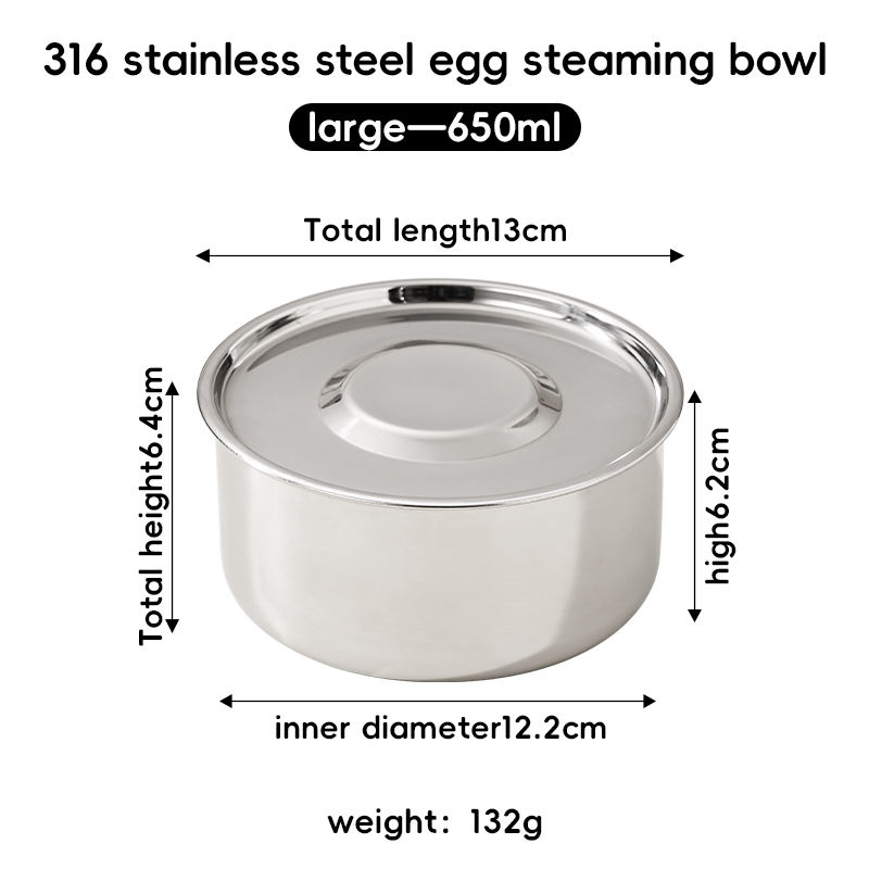 316 Stainless Steel Egg Steaming Bowl (Large)
