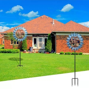 Moulin à vent de jardin - Grand moulin à vent en métal de 6,2 pieds pour la terrasse, la pelouse et le jardin, décorations extérieures, moulin à vent de jardin - Product Image 3