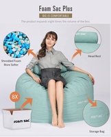 FOAM SAC Fauteuil pouf d'intérieur bleu turquoise en tissu de laine personnalisé