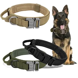 Collar táctico de nailon ajustable para entrenamiento de mascotas, collarín táctico de alta calidad para perros