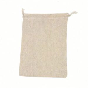 กระเป๋าผ้าฝ้ายลินินแบบหูรูดกระเป๋าผ้าใบแคนวาสพิมพ์โลโก้ - Product Image 2