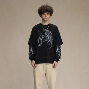 Nouveau Hip Hop surdimensionné Crewneck personnalisé Sweat-shirt lourd à manches longues à double couche pour hommes - Product Image 2