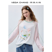 T-shirt à manches longues raglan personnalisé, col rond contrastant, imprimé oiseau aquarelle, haut décontracté pour femme, support OEM ODM, logo personnalisé