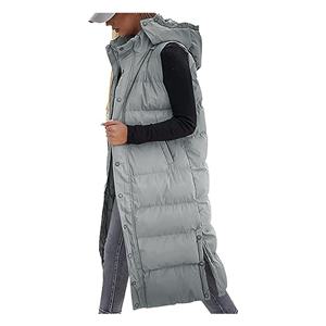 Long gilet matelassé personnalisé pour femmes Veste <span class=keywords><strong>sans</strong></span> manches bouffantes avec capuche - Product Image 1