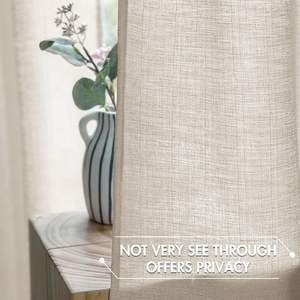 JA Rideaux en lin beige naturel Chambre à coucher Salon Ferme Texturé <span class=keywords><strong>Toile</strong></span> <span class=keywords><strong>de</strong></span> <span class=keywords><strong>jute</strong></span> Look Filtre <span class=keywords><strong>de</strong></span> lumière Intimité Pare-soleil <span class=keywords><strong>de</strong></span> fenêtre tissé - Product Image 2