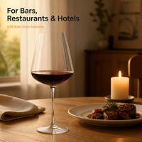 Verre à vin rouge Bordeaux grande capacité 830 ml en verre sodocalcique à bord fin, faible MOQ, pour hôtels, traiteurs, détaillants