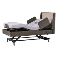 Lit médical électrique réglable OKIN Motor, lit de soins à domicile à gravité zéro, lit pour patient réglable en hauteur avec batterie de secours et 4 roulettes médicales