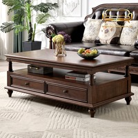 Table basse en bois massif de style américain, finition antique, salon, meubles de maison, petit appartement, bois massif, 1,2 1,3 1,4 m