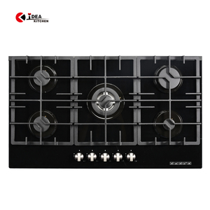 IDEA Nuevo estilo 90cm Cookertop 5 quemadores <span class=keywords><strong>Estufa</strong></span> de gas Parte Empotrada <span class=keywords><strong>Estufa</strong></span> de gas de vidrio templado negro/Placa de cocina - Product Image 1