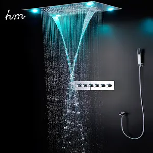 Hohe Qualität Elektrische Dusche System Spa Nebel Wasserfall Bad Thermostat Armaturen Nebel Dusche Kopf Led Einbau Regen Set