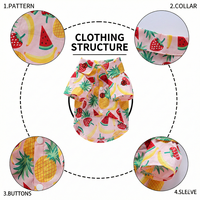 Vêtements pour animaux de compagnie personnalisés avec logo OEM, motif fruits d'été, laisse pour chien, chemise hawaïenne respirante pour chiot, vêtements pour chien doux et frais