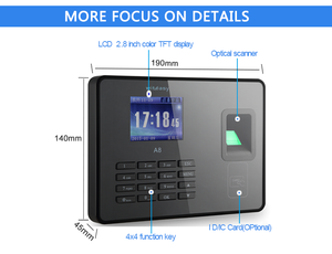 Web Based Cloud Software Wifi <strong>Clock</strong> in and Out 2.8inch Color Sreen <strong>Fingerprint</strong> <strong>Time</strong> Attendance System - Product Image 5