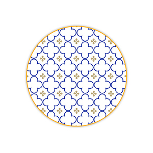 Platos de Cerámica Azules con Borde Dorado, Vajilla de Porcelana Personalizada, Platos Decorativos con Flores, Platos Redondos de Cerámica - Product Image 3
