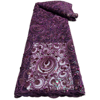 NI.AI nouveau Design luxe broderie fleur séquence Net dentelle Design africain brodé paillettes tissu pour robe de soirée de mariage