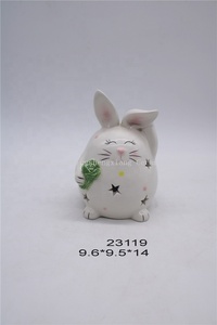 Decoración de Pascua de cerámica Vajilla de desayuno Diseño de conejo de cerámica lindo Huevera para niños - Product Image 6