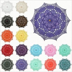 Parasol d'extérieur en bois avec dentelle blanche, décoration unie et centre de mariage en dentelle multicolore - Product Image 5
