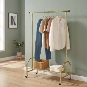 Porte-vêtements simple doré au design industriel, robuste et moderne, pour la maison, gain de place, organisateur essentiel - Product Image 3