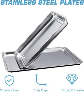 Food Grade 304 Stainless Steel Sheet <b>Pan</b> Multi Use Tray for Baking BBQ <b>Roasting</b> Food Serving Freezer Storage - Product Image 3