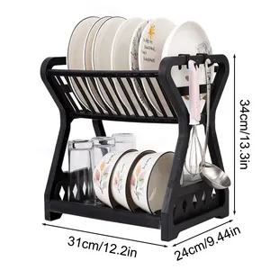 Kitchen Double-layer Plastic Drain Dish Rack Storage Organizer Durable Multifunctional - Product Image 5